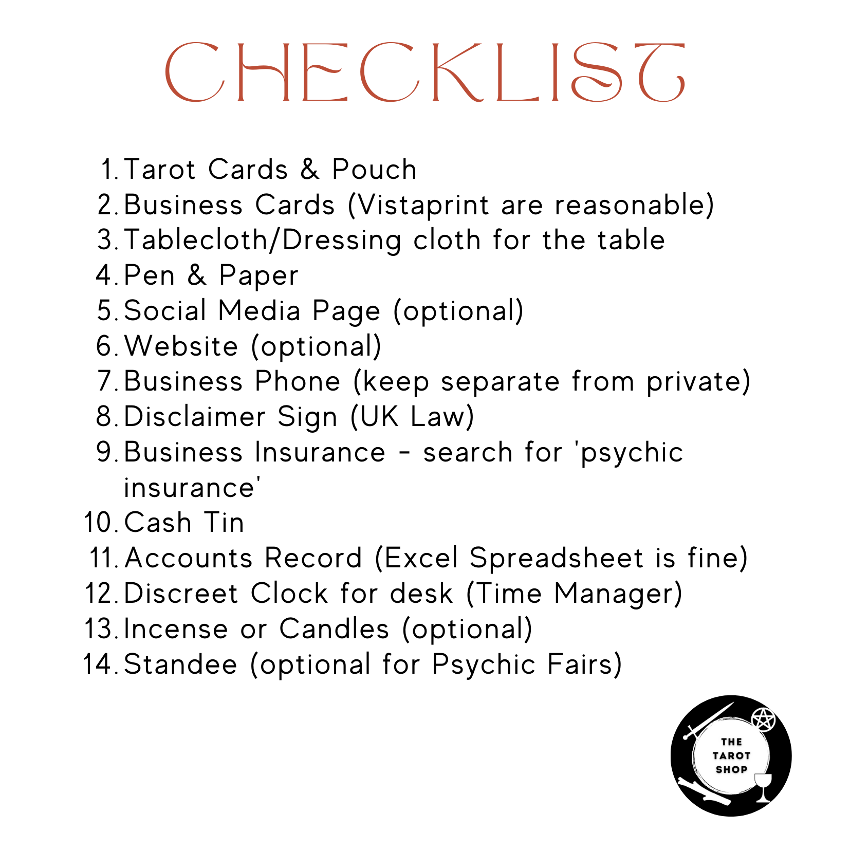 STARTER CHECKLIST The Tarot Shop UK Your Trusted Source for Tarot Essentials