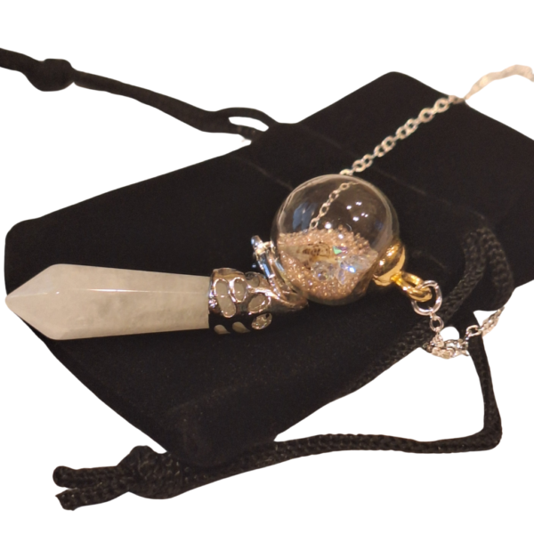selenite hand crafted pendulum