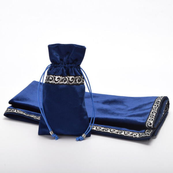 blue velvet tarot cloth and bag
