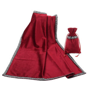 red velvet tarot cloth and bag