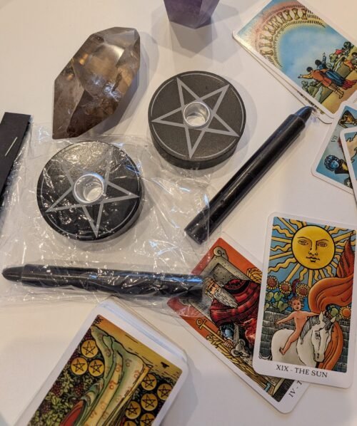 black pentagram candle holder lifestyle shot